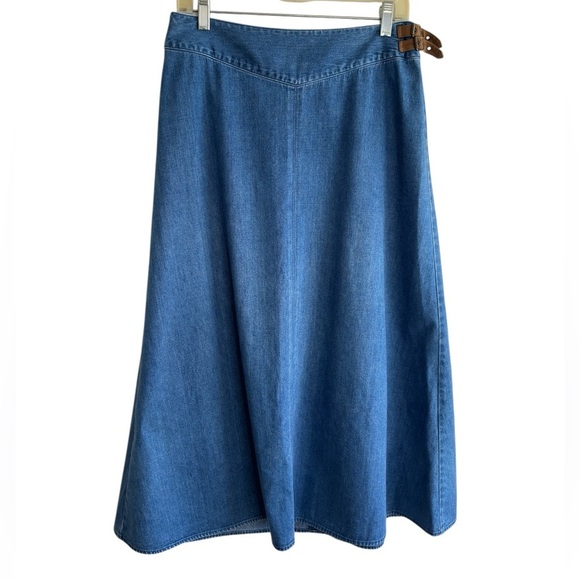 VTG Talbots Denim Jean Skirt A Line Midi Western 100% Cotton Size 10 P Modest - Picture 4 of 14